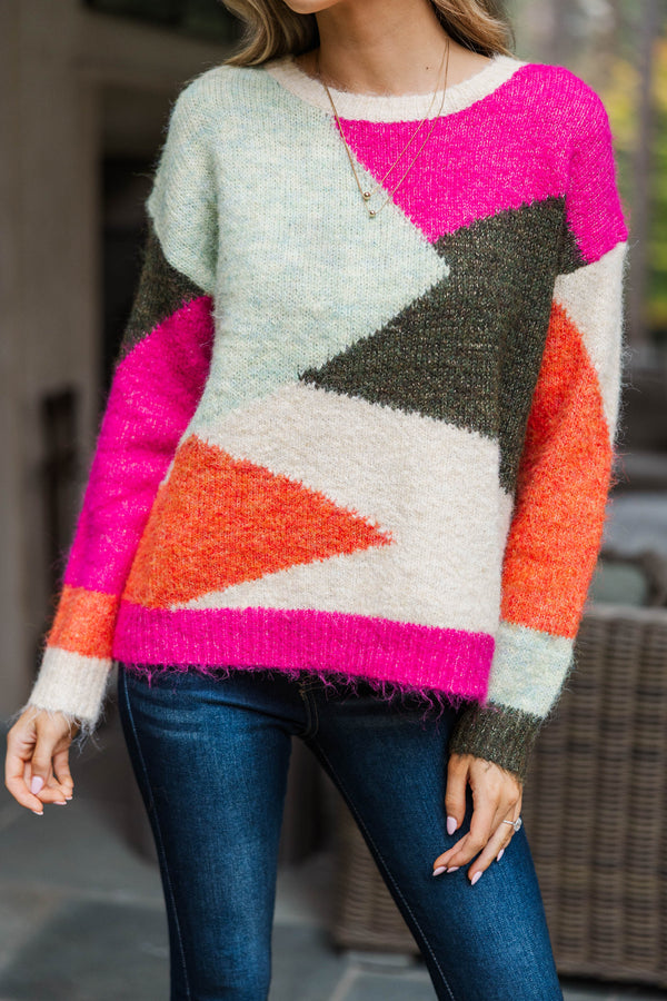 Sunday Haze Pink Abstract Sweater