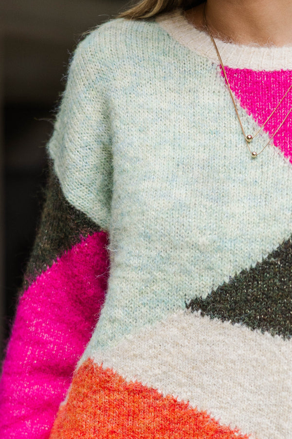 Sunday Haze Pink Abstract Sweater