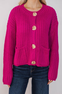 Cloud Nine Fuchsia Pink Knit Cardigan