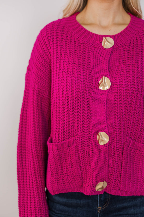 Cloud Nine Fuchsia Pink Knit Cardigan
