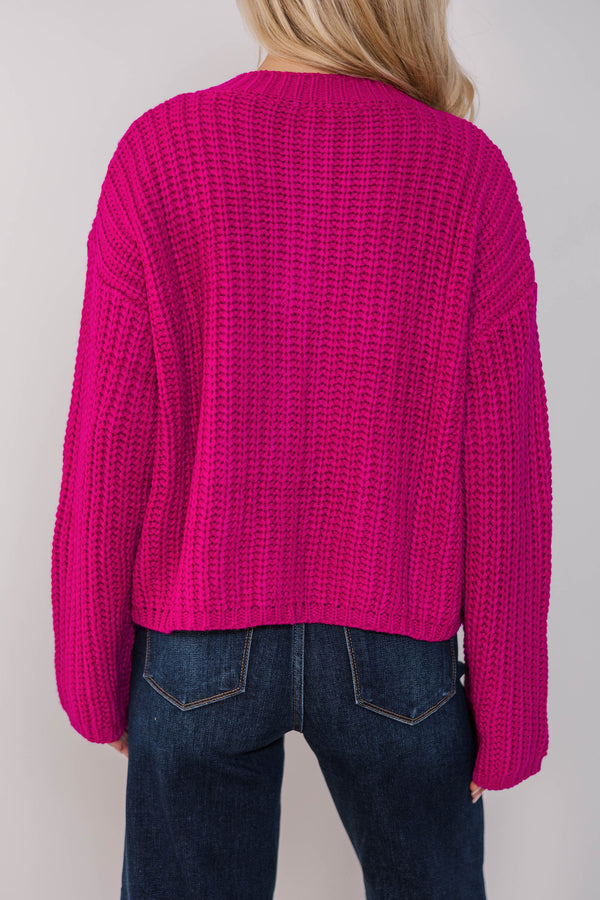 Cloud Nine Fuchsia Pink Knit Cardigan