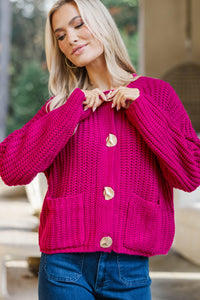 Cloud Nine Fuchsia Pink Knit Cardigan