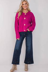 Cloud Nine Fuchsia Pink Knit Cardigan