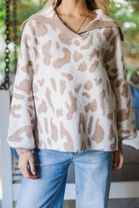 It's All Wild Camel Leopard Sweater