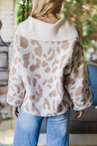 It's All Wild Camel Leopard Sweater