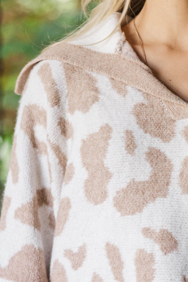 It's All Wild Camel Leopard Sweater