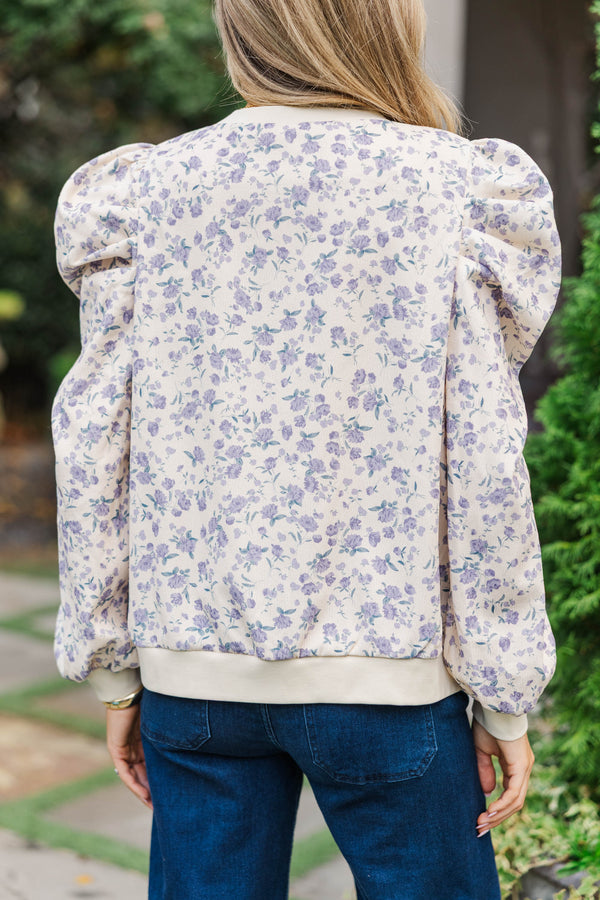 Flowers In The Breeze Cream Ditsy Floral Sweater