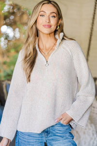 A Soft Touch Taupe Striped Sweater
