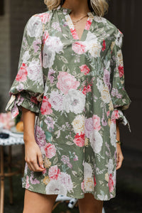Sittin' Pretty Olive Floral Dress