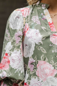 Sittin' Pretty Olive Floral Dress