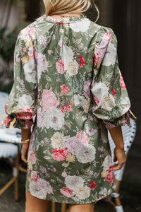 Sittin' Pretty Olive Floral Dress