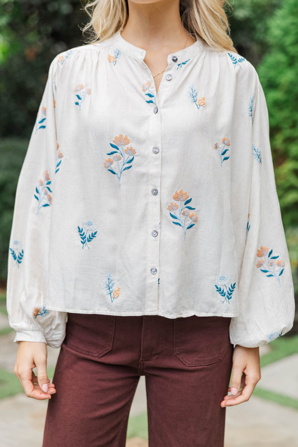 Dreamy Details Cream Embroidered Blouse