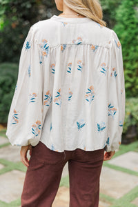 Dreamy Details Cream Embroidered Blouse