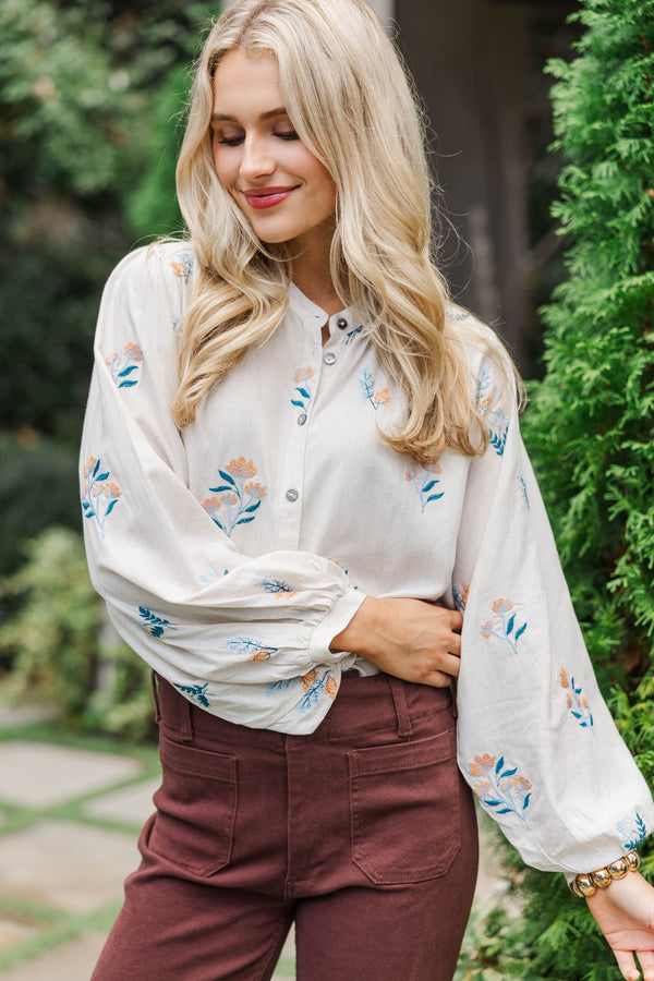 Dreamy Details Cream Embroidered Blouse