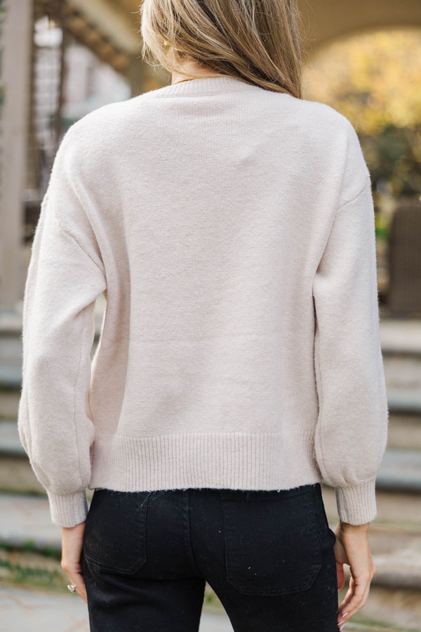 Simple Moments Oatmeal Brown Floral Cardigan