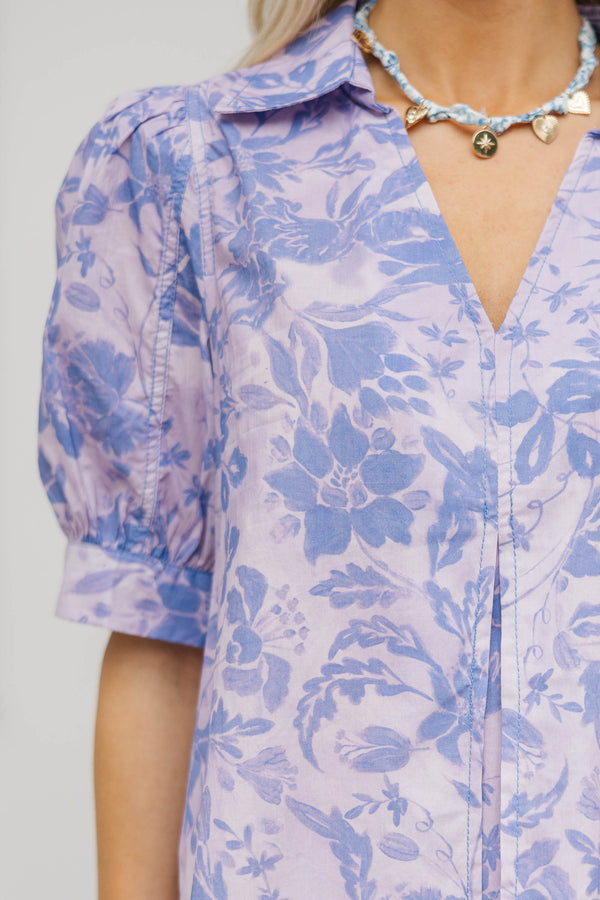 Let You Dream Lavender Floral Blouse