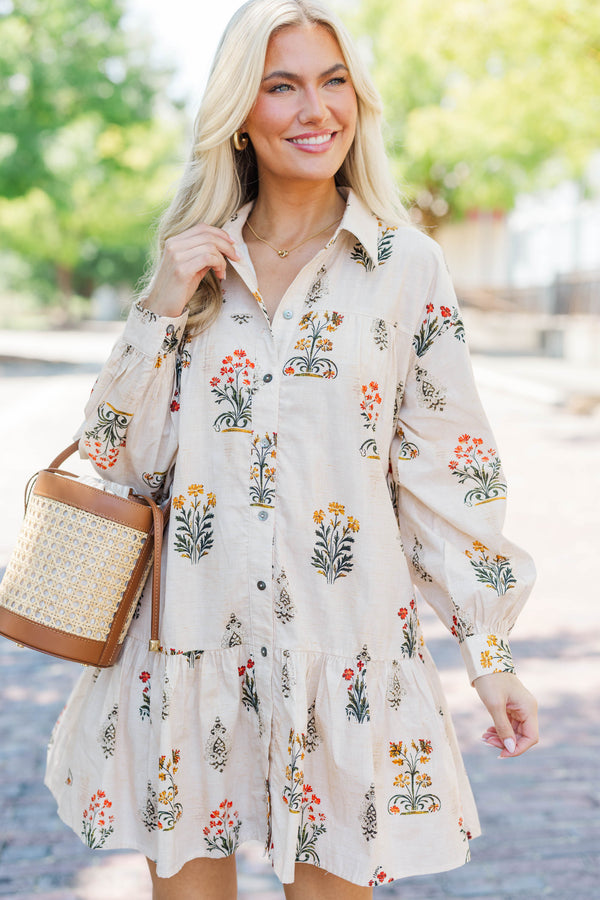 So Into You Cream Floral Babydoll Dress