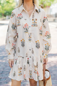 So Into You Cream Floral Babydoll Dress
