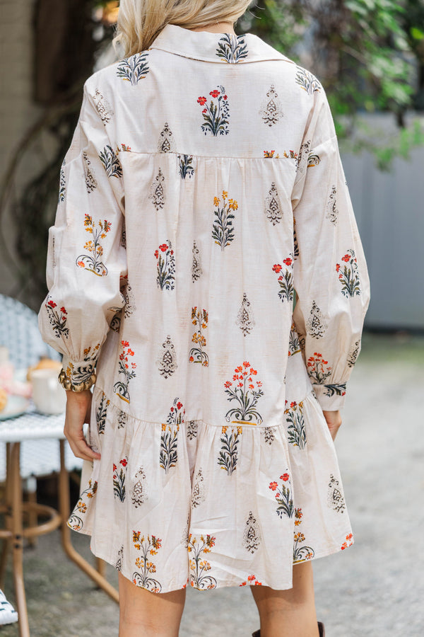 So Into You Cream Floral Babydoll Dress