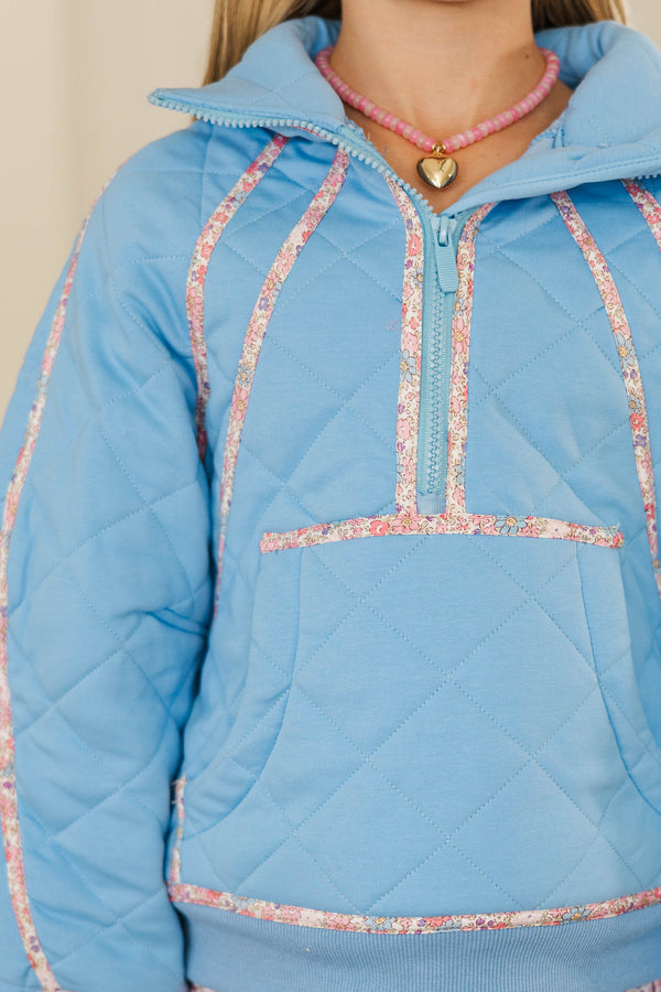 Girls: Always Direct Blue Quilted Pullover