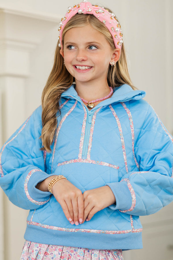 Girls: Always Direct Blue Quilted Pullover
