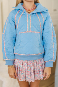 Girls: Always Direct Blue Quilted Pullover
