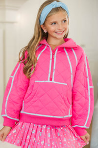 Girls: Always Direct Pink Colorblock Quilted Pullover