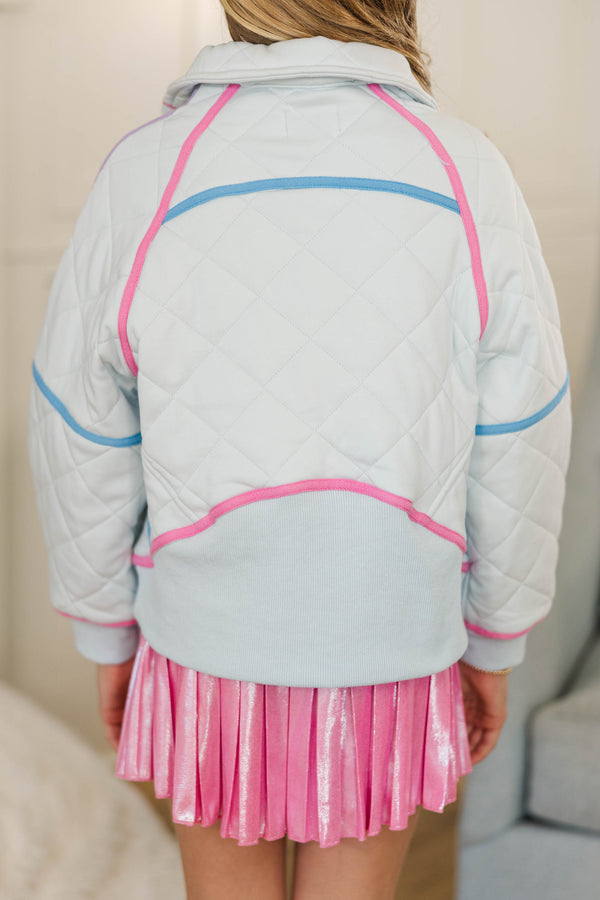 Girls: Always Direct Light Blue Quilted Pullover