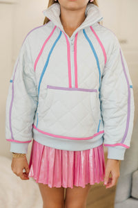 Girls: Always Direct Light Blue Quilted Pullover