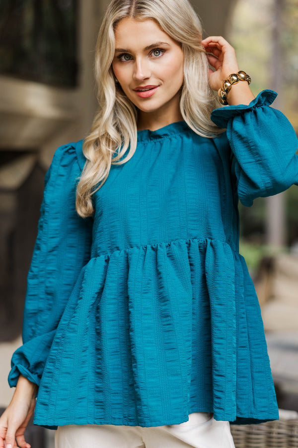 Dreams Are Real Teal L/S Blouse