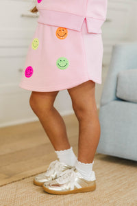 Girls: All The Smiles Blush Pink Sequin Skort
