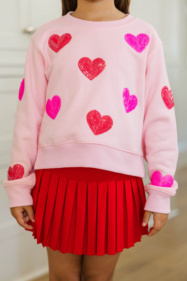 Girls: The Josie Blush Pink Sequin Hearts Sweatshirt