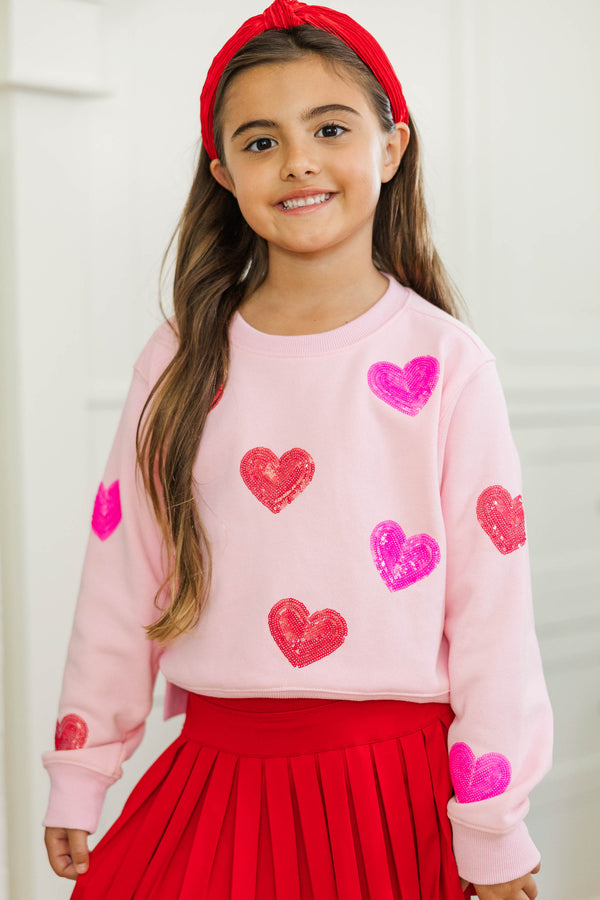 Girls: The Josie Blush Pink Sequin Hearts Sweatshirt