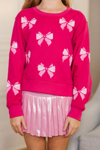 Girls: The Josie Blush Sequin Bow Sweatshirt
