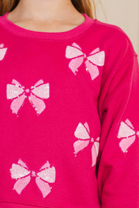 Girls: The Josie Blush Sequin Bow Sweatshirt