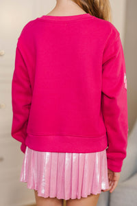 Girls: The Josie Blush Sequin Bow Sweatshirt
