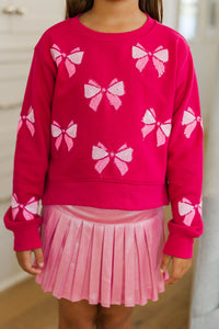 Girls: The Josie Blush Sequin Bow Sweatshirt