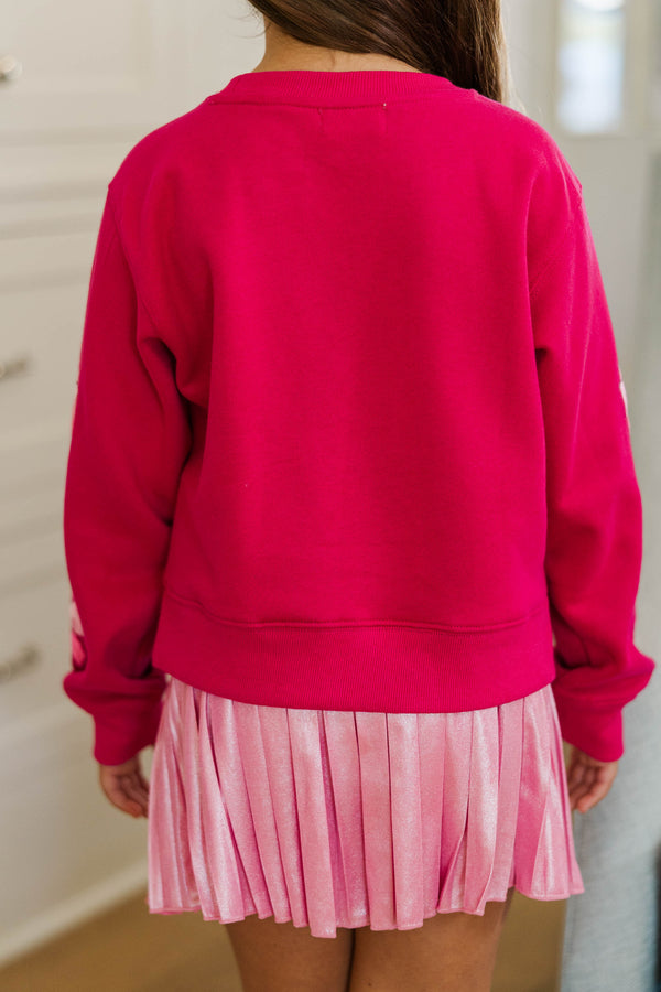 Girls: The Josie Blush Sequin Bow Sweatshirt