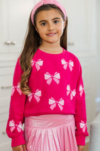 Girls: The Josie Blush Sequin Bow Sweatshirt