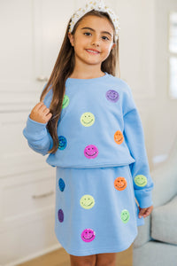 Girls: All The Smiles Light Blue Sequin Skort