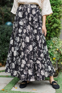 A Head Start Black Floral Maxi Skirt