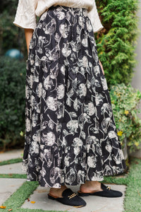 A Head Start Black Floral Maxi Skirt
