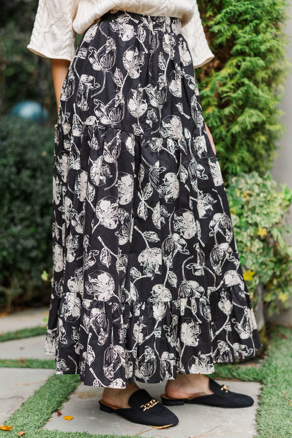 A Head Start Black Floral Maxi Skirt