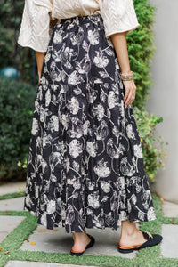 A Head Start Black Floral Maxi Skirt