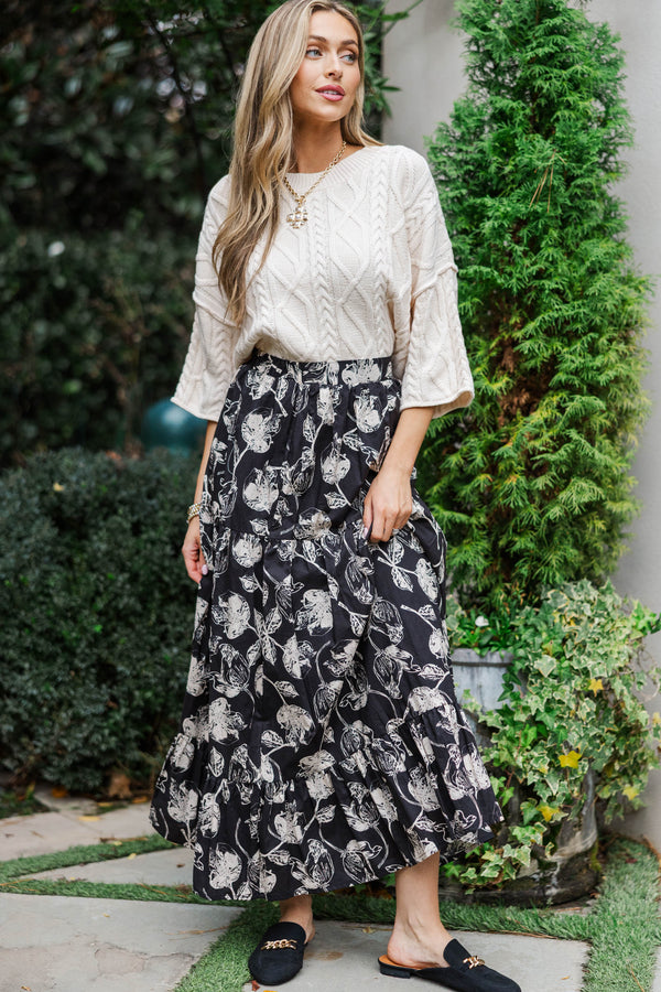 A Head Start Black Floral Maxi Skirt