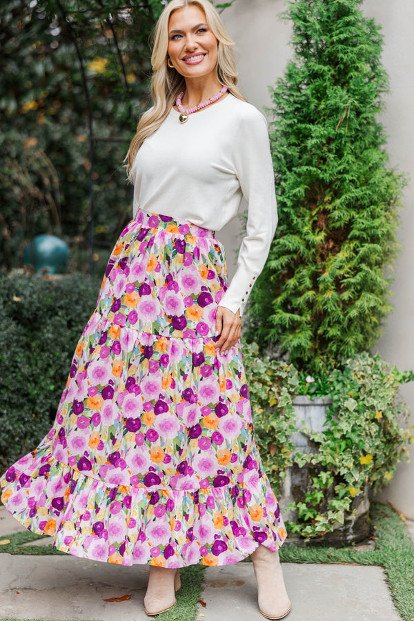A Head Start Plum Floral Maxi Skirt