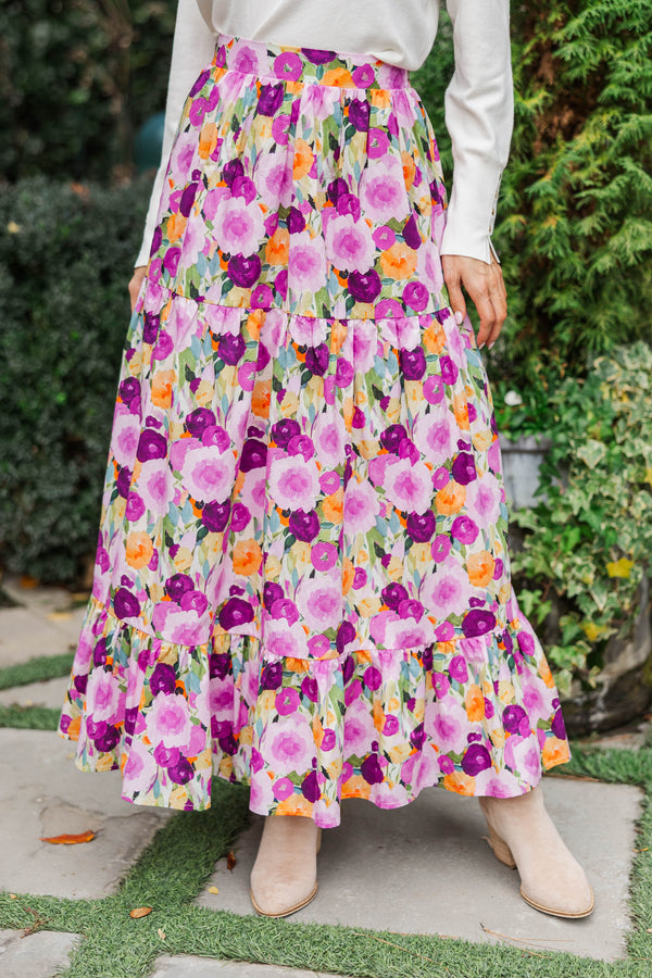 A Head Start Plum Floral Maxi Skirt