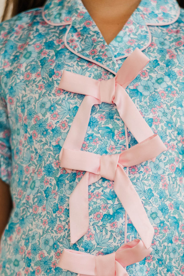 Girls: Sweet Dreams Aqua Ditsy Floral Lounge Set