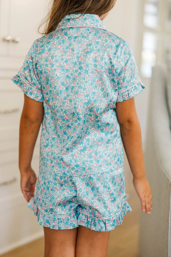 Girls: Sweet Dreams Aqua Ditsy Floral Lounge Set