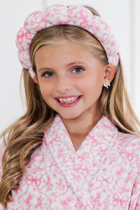 Girls: The Self Care Pink Terry Cloth Headband And Wristlet Set